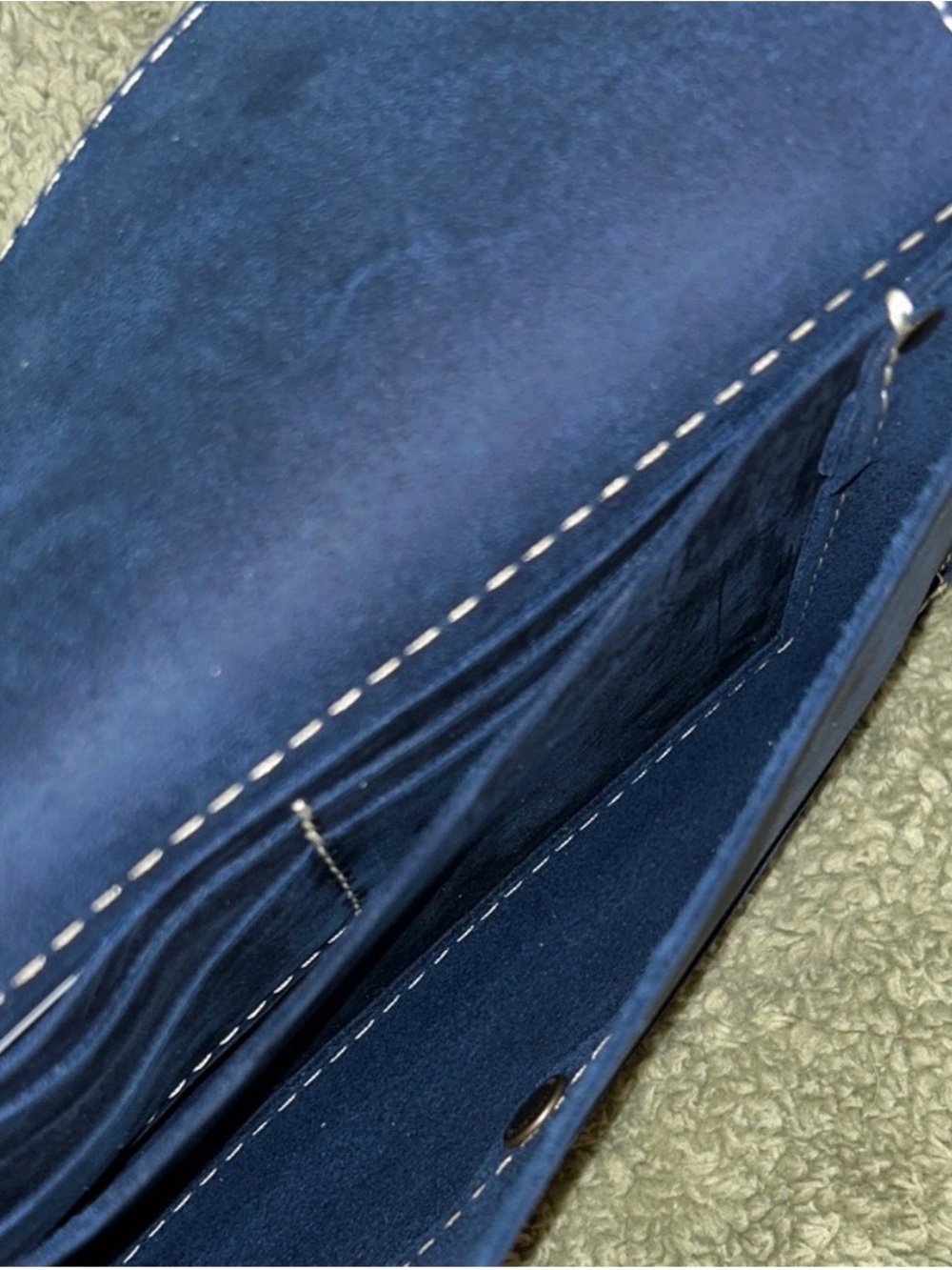 Portland Leather Navy Envelope Crossbody Clutch - Picture 2 of 5